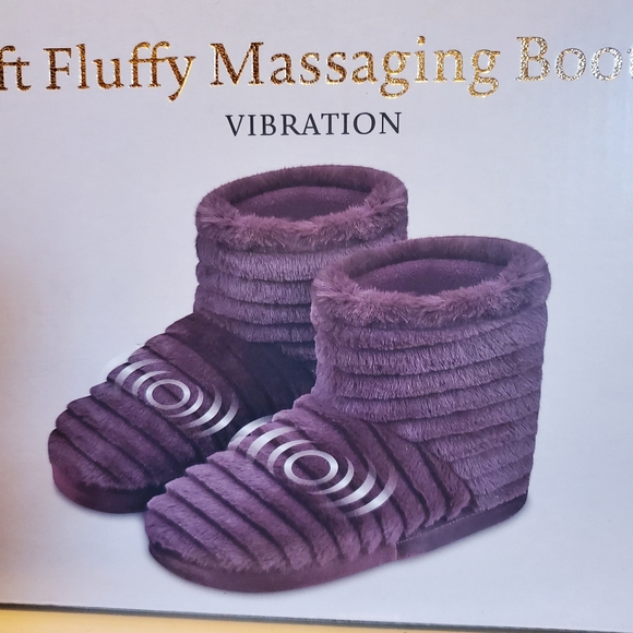 NWT Health Touch Soft Fluffy Massaging Booties Burgandy- One Size Fits Most - Picture 6 of 7